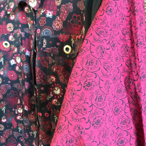 Upcycled Mixed Print Blazer, Size L-XL: Oversized Quirky Button-Down Jacket - Picture 8 of 12